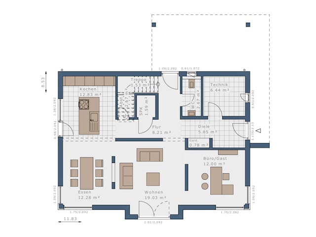 Fertighaus Selection-E-169 E3 von SCHWABENHAUS Schlüsselfertig ab 420613€, Satteldach-Klassiker Grundriss 1