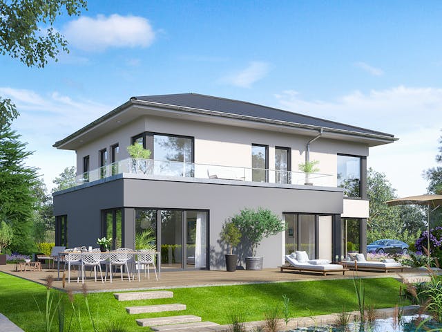 Fertighaus Selection-E-169 E5 von SCHWABENHAUS Schlüsselfertig ab 517478€, Stadtvilla Außenansicht 1 Fertighaus Selection-E-169 E5 von SCHWABENHAUS Schlüsselfertig ab 517478€, Stadtvilla Außenansicht 1