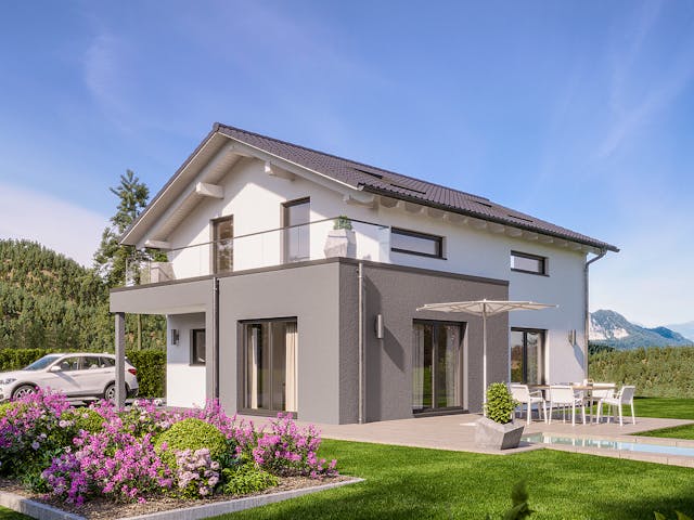 Fertighaus Sensation-E-132 E6 von SCHWABENHAUS Schlüsselfertig ab 379823€, Satteldach-Klassiker Außenansicht 1 Fertighaus Sensation-E-132 E6 von SCHWABENHAUS Schlüsselfertig ab 379823€, Satteldach-Klassiker Außenansicht 1