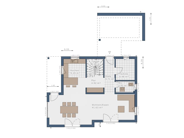 Fertighaus Sensation-E-132 E6 von SCHWABENHAUS Schlüsselfertig ab 336232€, Satteldach-Klassiker Grundriss 1