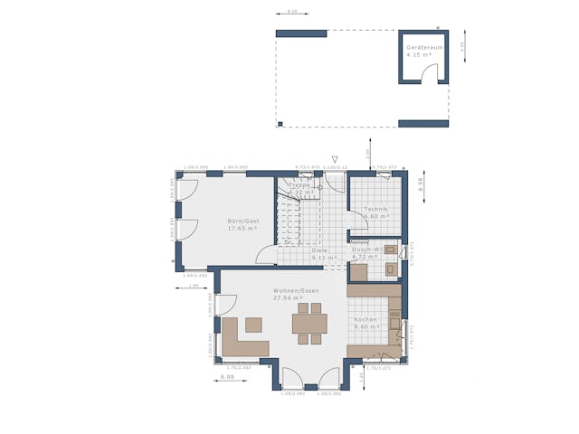 Fertighaus Sensation-E-133 E3 von SCHWABENHAUS Schlüsselfertig ab 343279€, Satteldach-Klassiker Grundriss 1