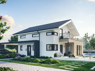 Fertighaus Sensation-E-133 E6 von SCHWABENHAUS Schlüsselfertig ab 393575€, Satteldach-Klassiker Außenansicht 1