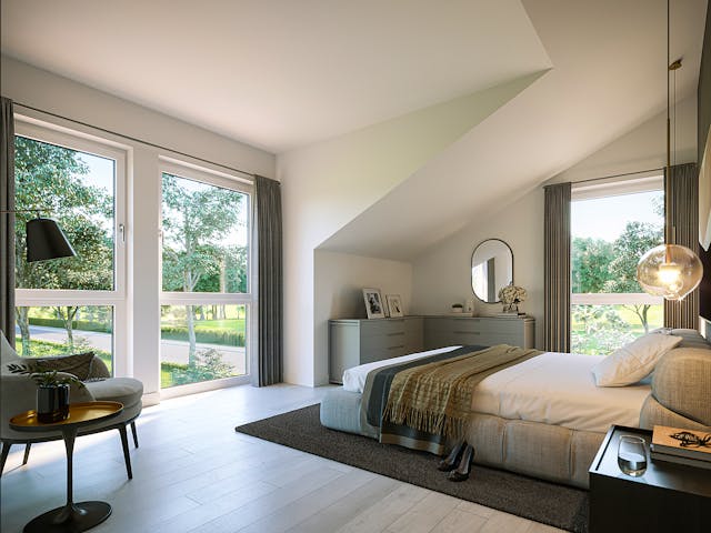 Fertighaus SmartSpace Doppelhäuser von SCHWABENHAUS Schlüsselfertig ab 304855€, Satteldach-Klassiker Außenansicht 6
