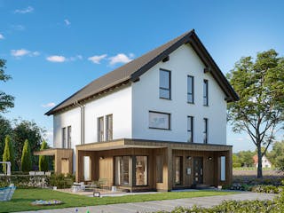 Fertighaus SmartSpace Doppelhäuser von SCHWABENHAUS Schlüsselfertig ab 308171€, Satteldach-Klassiker Außenansicht 11