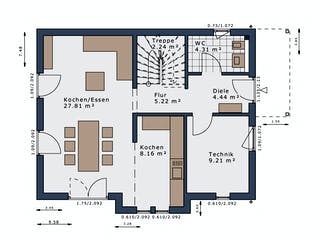 Fertighaus SmartSpace-E-120 E1 von SCHWABENHAUS Schlüsselfertig ab 337155€, Satteldach-Klassiker Grundriss 1