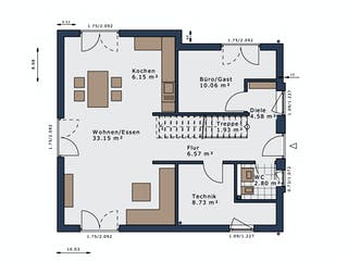 Fertighaus SmartSpace-E-140 E1 von SCHWABENHAUS Schlüsselfertig ab 376386€, Satteldach-Klassiker Grundriss 1