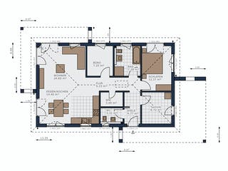 Fertighaus Solitaire-B-090 E2 von SCHWABENHAUS Schlüsselfertig ab 355235€, Bungalow Grundriss 1