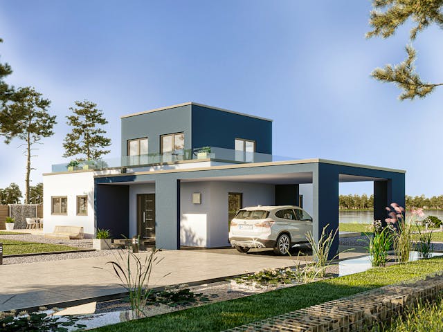 Fertighaus Solitaire-B-090 E5 von SCHWABENHAUS Schlüsselfertig ab 392357€, Bungalow Außenansicht 1 Fertighaus Solitaire-B-090 E5 von SCHWABENHAUS Schlüsselfertig ab 392357€, Bungalow Außenansicht 1