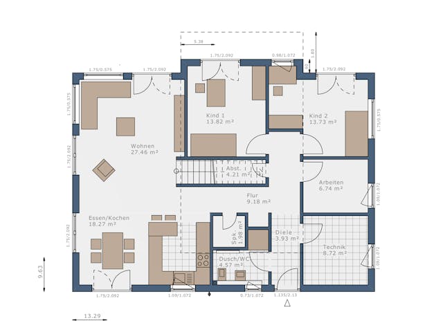 Fertighaus Solitaire-B-110 E6 von SCHWABENHAUS Schlüsselfertig ab 434547€, Bungalow Grundriss 1