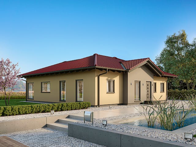 Fertighaus Solitaire-B-130 E1 von SCHWABENHAUS Schlüsselfertig ab 453270€, Bungalow Außenansicht 1 Fertighaus Solitaire-B-130 E1 von SCHWABENHAUS Schlüsselfertig ab 453270€, Bungalow Außenansicht 1