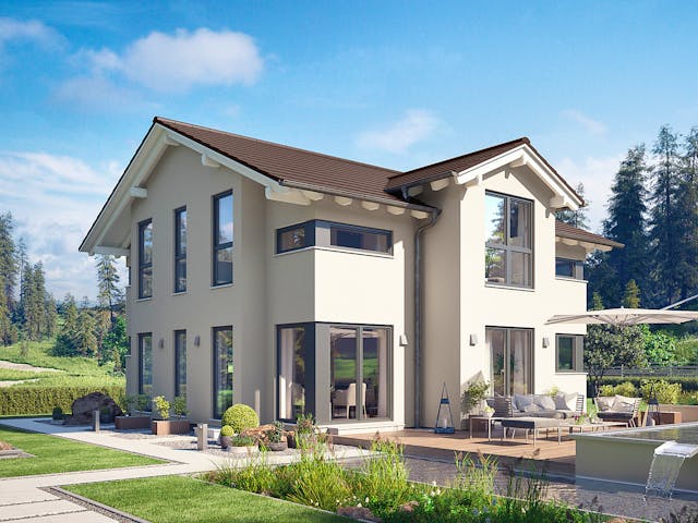 Fertighaus Solitaire-E-145 E5 von SCHWABENHAUS Schlüsselfertig ab 410348€, Satteldach-Klassiker Außenansicht 1 Fertighaus Solitaire-E-145 E5 von SCHWABENHAUS Schlüsselfertig ab 410348€, Satteldach-Klassiker Außenansicht 1