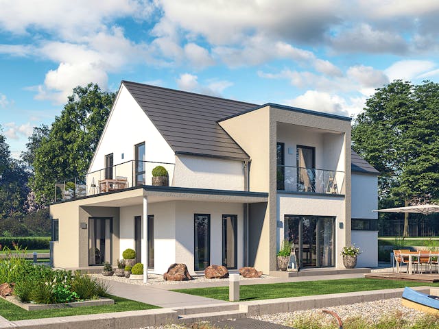 Fertighaus Solitaire-E-165 E3 von SCHWABENHAUS Schlüsselfertig ab 436561€, Satteldach-Klassiker Außenansicht 1 Fertighaus Solitaire-E-165 E3 von SCHWABENHAUS Schlüsselfertig ab 436561€, Satteldach-Klassiker Außenansicht 1