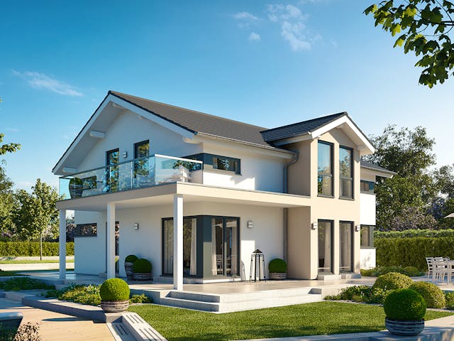 Fertighaus Solitaire-E-165 E4 von SCHWABENHAUS Schlüsselfertig ab 432216€, Satteldach-Klassiker Außenansicht 1 Fertighaus Solitaire-E-165 E4 von SCHWABENHAUS Schlüsselfertig ab 432216€, Satteldach-Klassiker Außenansicht 1