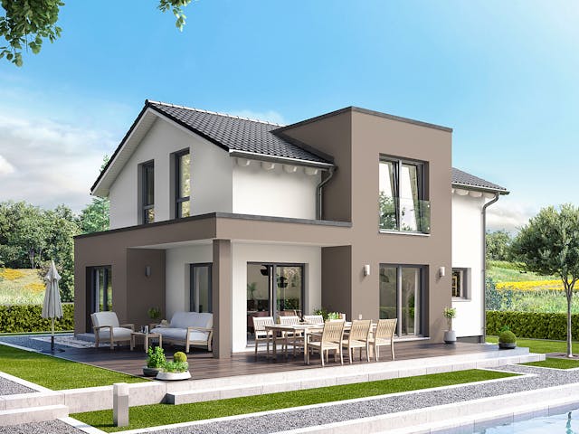 Fertighaus Solitaire Einfamilienhäuser von SCHWABENHAUS Schlüsselfertig ab 352149€, Satteldach-Klassiker Außenansicht 1
