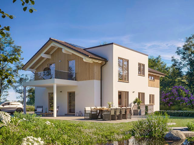 Fertighaus Solitaire Generationenhäuser von SCHWABENHAUS Schlüsselfertig ab 463070€, Satteldach-Klassiker Außenansicht 1