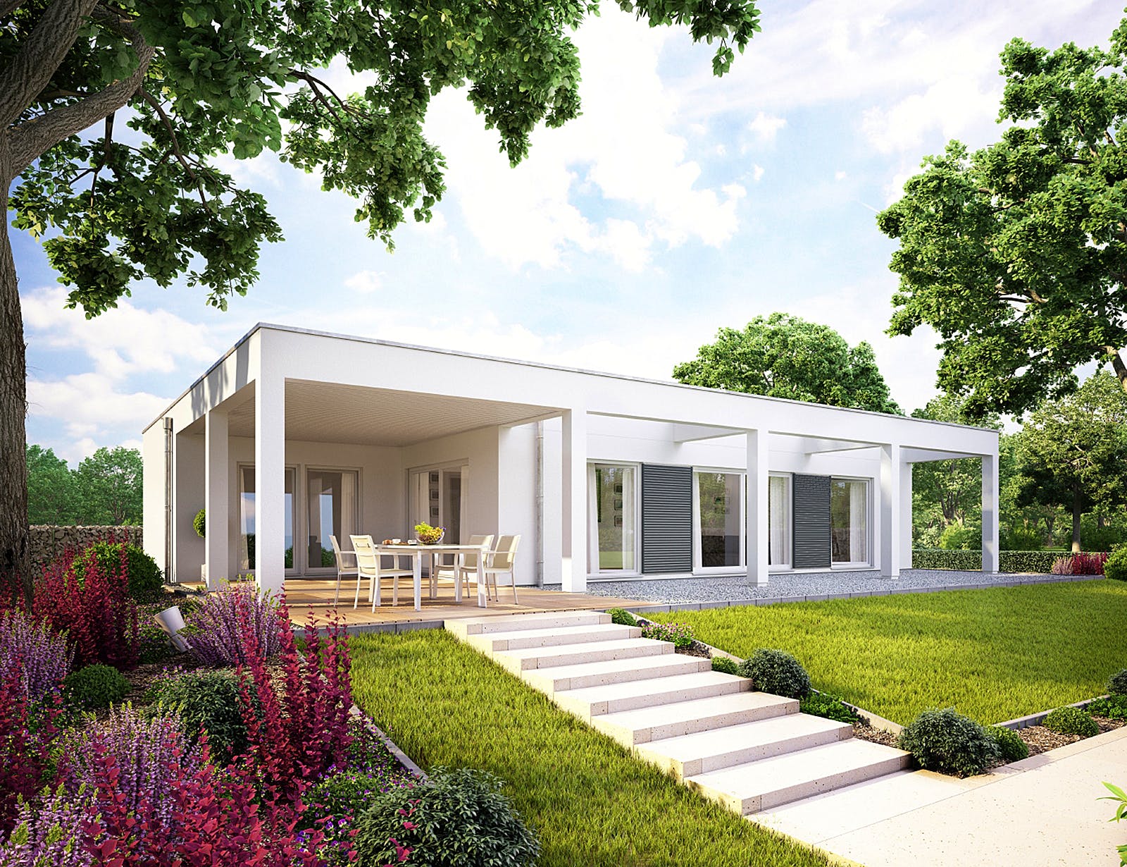 Fertighaus E 10-112.1 - Moderner Bungalow von SchwörerHaus Schlüsselfertig ab 416400€, Bungalow Außenansicht 1