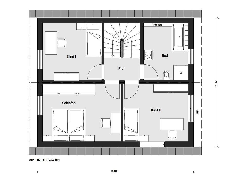 Fertighaus E 15-121.9 - Haus mit Satteldach von SchwörerHaus Schlüsselfertig ab 287000€, Satteldach-Klassiker Grundriss 2