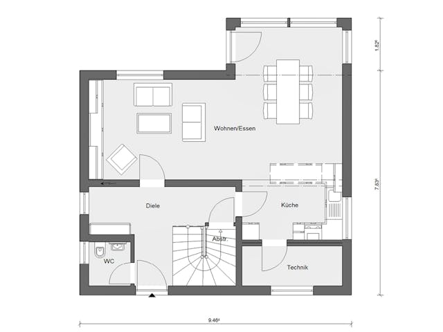 Fertighaus E 15-127.12 - Erker am Haus von SchwörerHaus Schlüsselfertig ab 334298€, Satteldach-Klassiker Grundriss 1