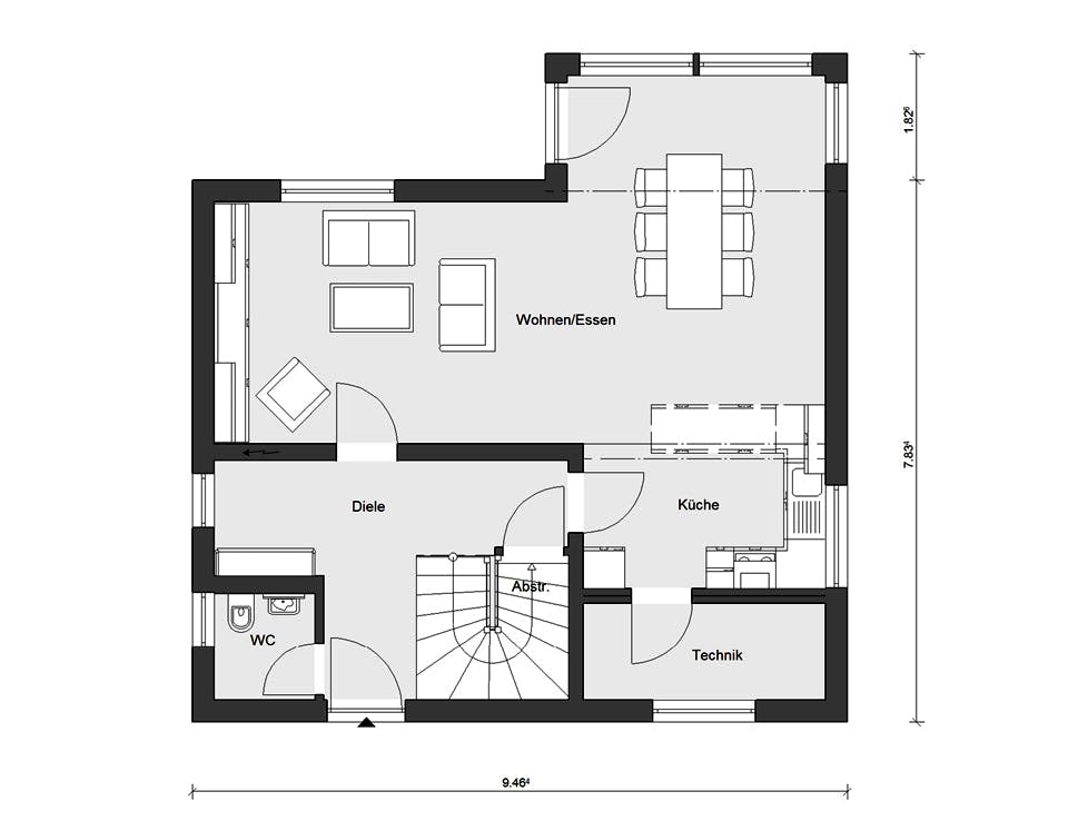 Fertighaus E 15-127.12 - Erker am Haus von SchwörerHaus Schlüsselfertig ab 322100€, Satteldach-Klassiker Grundriss 1