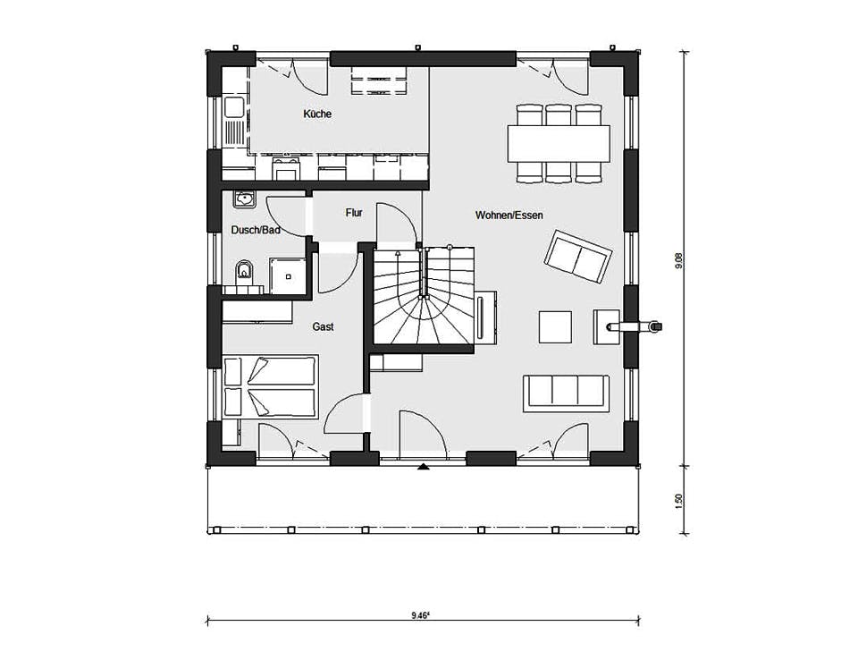 Fertighaus E 15-142.5 - Country-Haus von SchwörerHaus - Österreich Schlüsselfertig ab 419650€, Grundriss 1