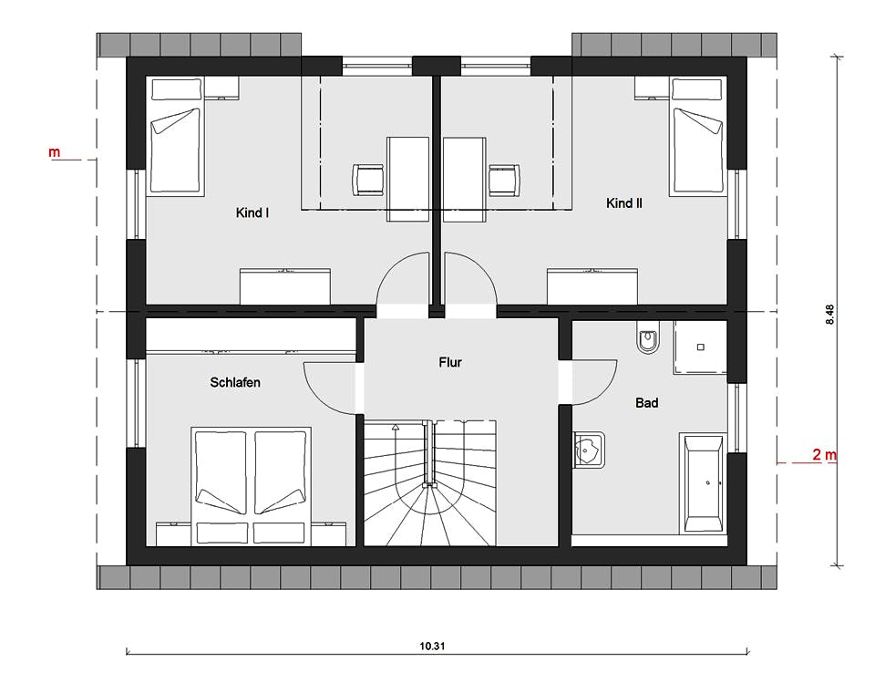Fertighaus E 15-143.32 - Haus mit Flachdachgaube von SchwörerHaus Schlüsselfertig ab 343900€, Grundriss 2