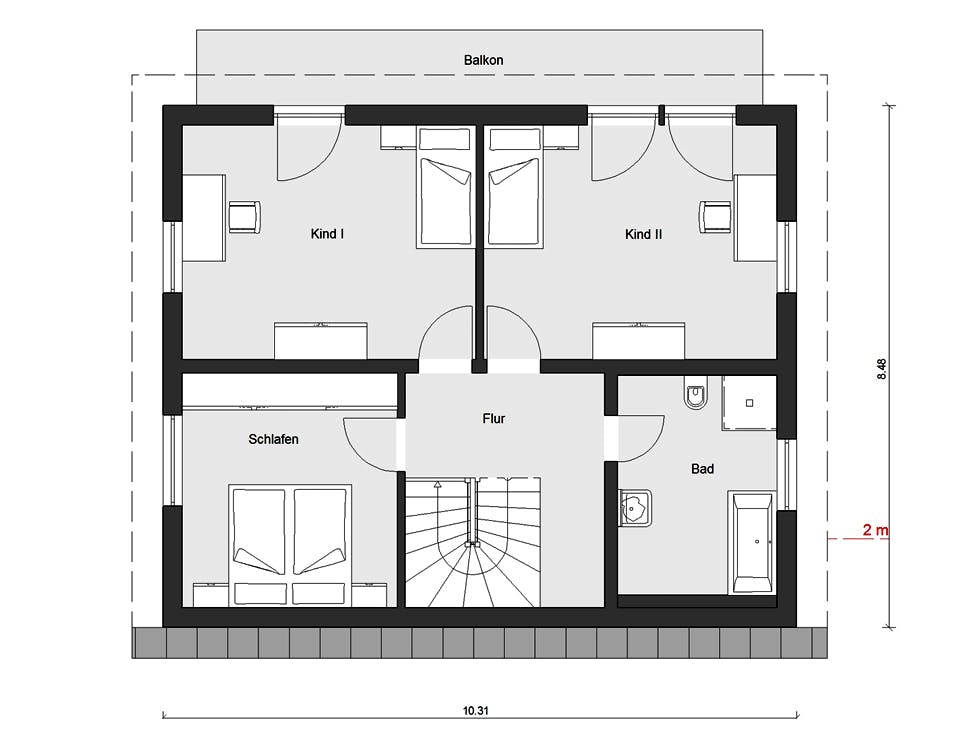 Fertighaus E 15-143.33 - Haus mit Pultdach von SchwörerHaus Schlüsselfertig ab 353800€, Pultdachhaus Grundriss 2