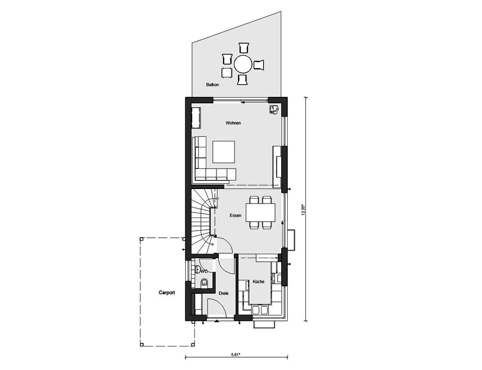 Fertighaus E 15-150.2 - Schmales Hauskonzept von SchwörerHaus Schlüsselfertig ab 372000€, Satteldach-Klassiker Grundriss 1