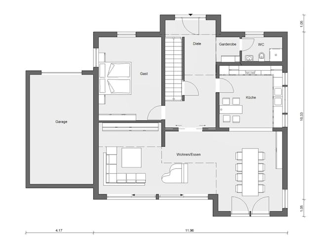 Fertighaus E 15-197.2 - Fertighaus mit Klinkerfassade von SchwörerHaus - Österreich Schlüsselfertig ab 545490€, Grundriss 1