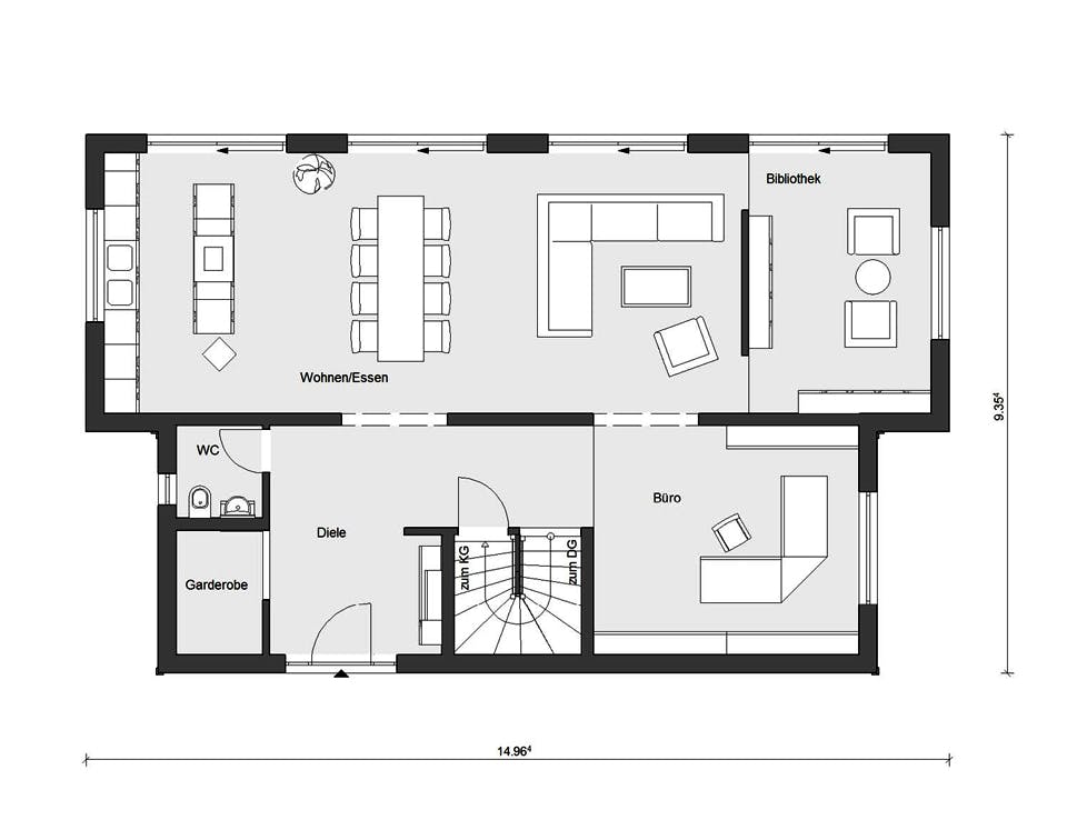 Fertighaus E 15-217.1 - Fertighaus mit 200 qm von SchwörerHaus - Österreich Schlüsselfertig ab 605330€, Grundriss 1