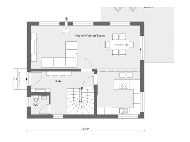 Fertighaus E 15-121.7 - Kundenhaus mit Eigenleistungen von SchwörerHaus - Österreich Schlüsselfertig ab 349470€, Grundriss 1
