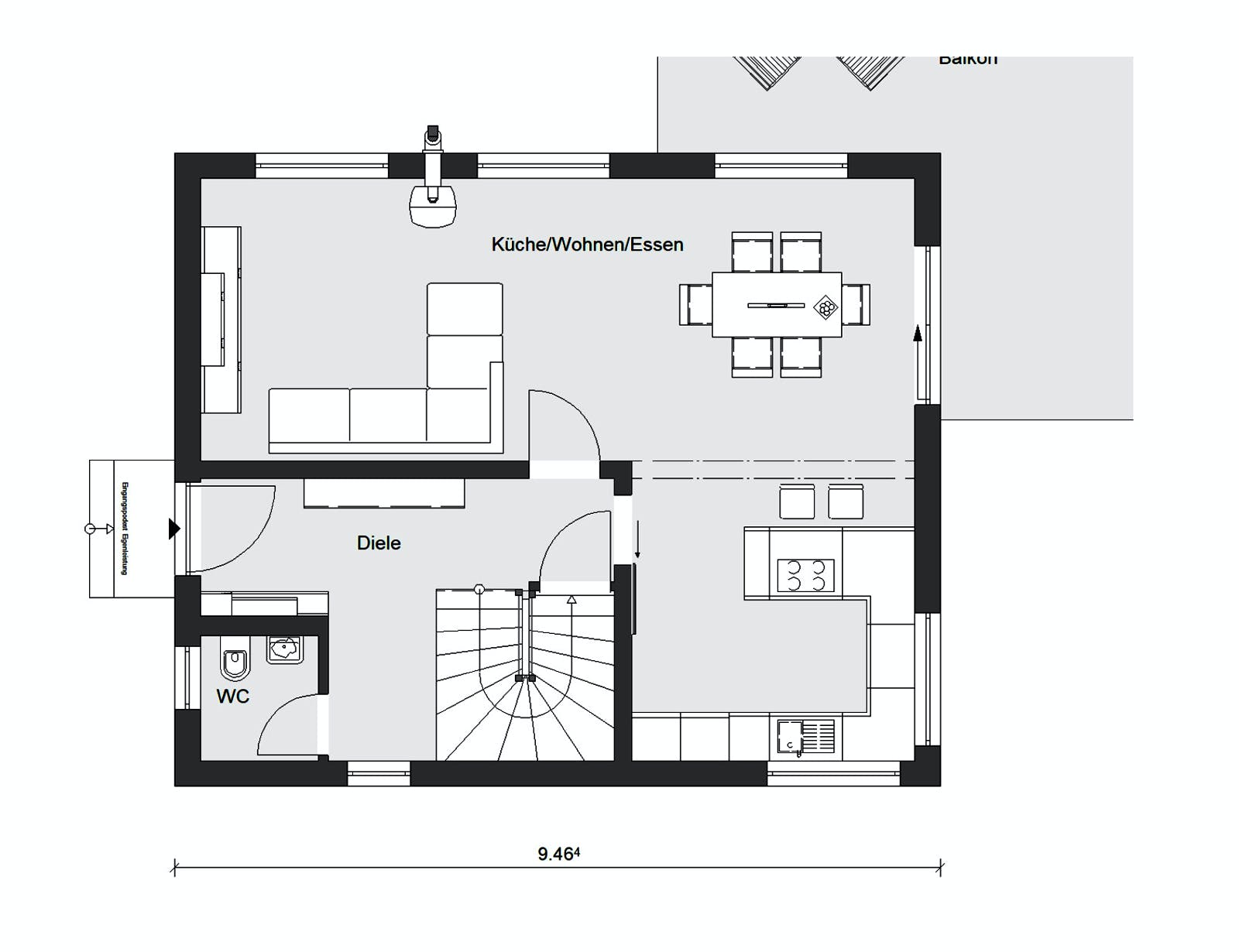 Fertighaus E 15-121.7 - Kundenhaus mit Eigenleistungen von SchwörerHaus - Österreich Schlüsselfertig ab 349470€, Grundriss 1