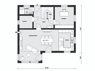 Fertighaus E 15-150.6 - Aktionshaus mit Sonneninsel von SchwörerHaus Schlüsselfertig ab 365653€, Grundriss 1