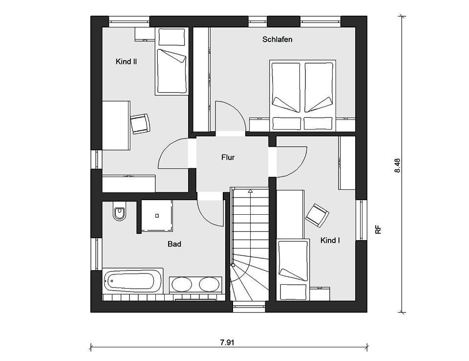 Fertighaus E 20-108.4 - Stadtvilla von SchwörerHaus Schlüsselfertig ab 302500€, Stadtvilla Grundriss 2