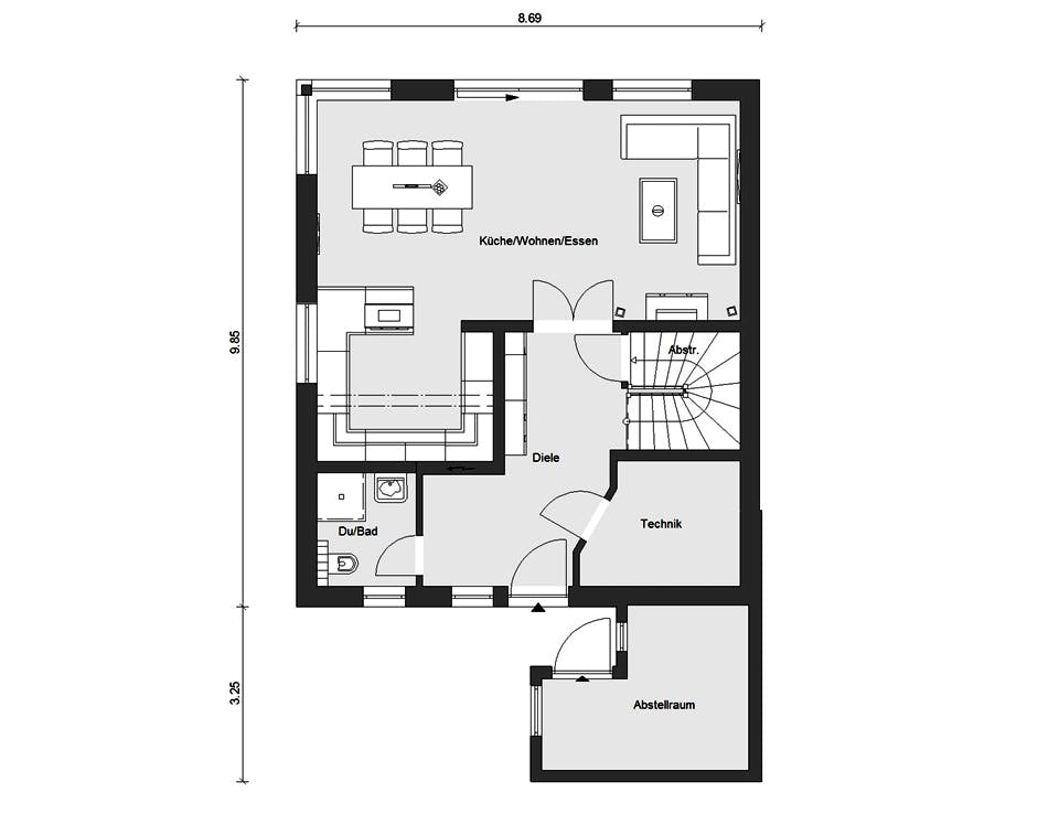 Fertighaus E 20-135.4 - Doppelhaus als Effizienzhaus 40 Plus von SchwörerHaus Schlüsselfertig ab 460800€, Grundriss 1