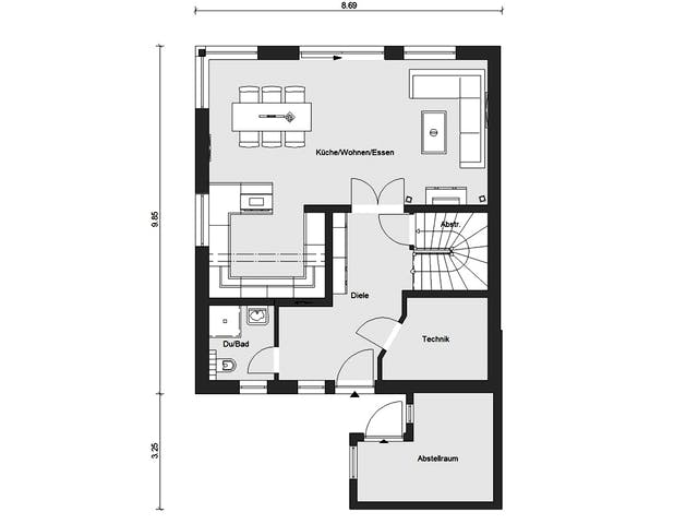 Fertighaus E 20-135.4 - Doppelhaus als Effizienzhaus 40 Plus von SchwörerHaus Schlüsselfertig ab 460800€, Grundriss 1