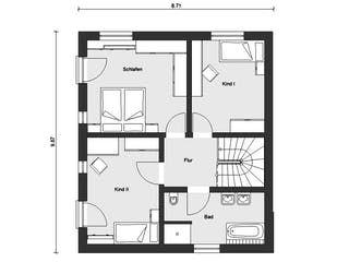 Fertighaus E 20-135.4 - Doppelhaus als Effizienzhaus 40 Plus von SchwörerHaus Schlüsselfertig ab 471258€, Grundriss 2