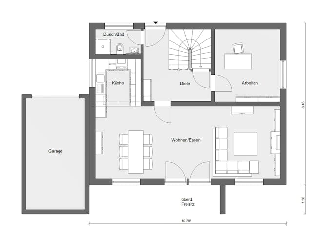 Fertighaus E 20-144.6 - Moderner Bauhausstil von SchwörerHaus Schlüsselfertig ab 383209€, Cubushaus Grundriss 1