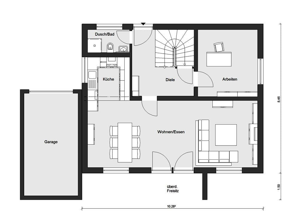 Fertighaus E 20-144.6 - Moderner Bauhausstil von SchwörerHaus Schlüsselfertig ab 335300€, Cubushaus Grundriss 1