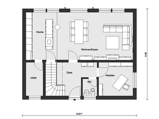Fertighaus E 20-148.4 - Stadtvilla mit großem Balkon von SchwörerHaus Schlüsselfertig ab 396437€, Stadtvilla Grundriss 1