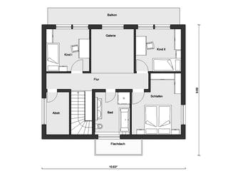 Fertighaus E 20-148.4 - Stadtvilla mit großem Balkon von SchwörerHaus Schlüsselfertig ab 396437€, Stadtvilla Grundriss 2