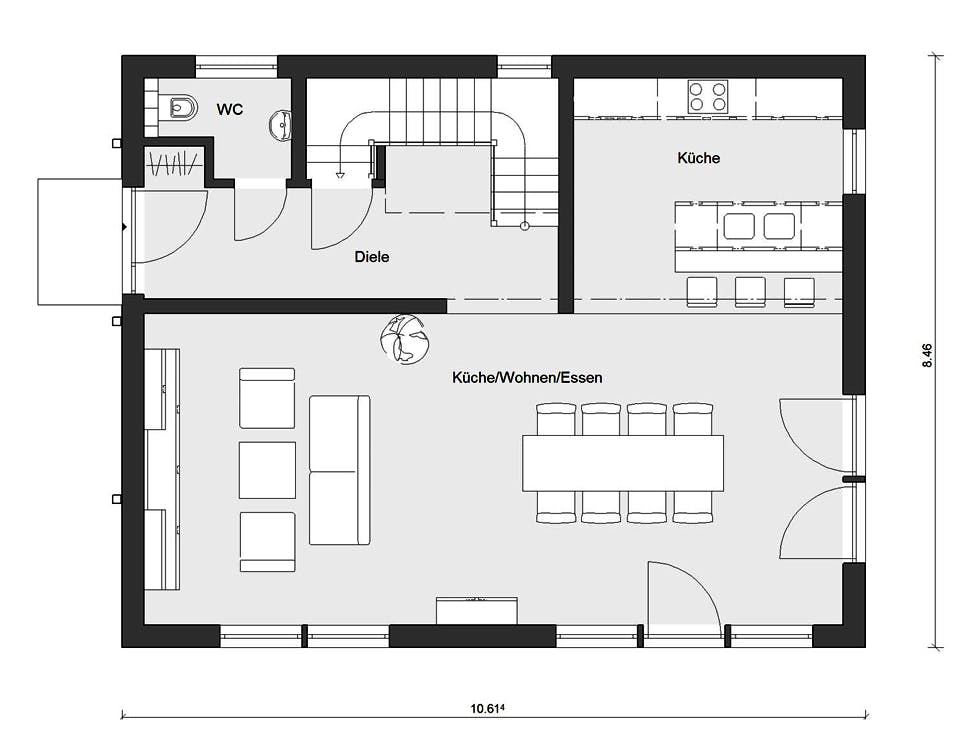 Fertighaus E 20-148.6 - Haus in rot von SchwörerHaus Schlüsselfertig ab 390600€, Satteldach-Klassiker Grundriss 1