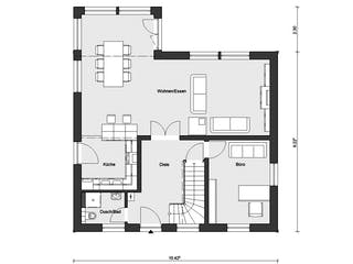 Fertighaus E 20-164.3 - Haus mit Erker-Balkon von SchwörerHaus Schlüsselfertig ab 465376€, Satteldach-Klassiker Grundriss 1