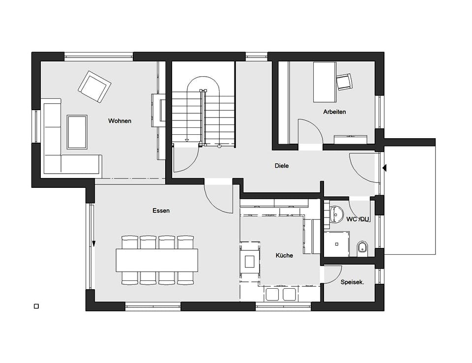 Fertighaus E 20-172.2 - Energieplus-Fertighaus von SchwörerHaus - Österreich Schlüsselfertig ab 508530€, Grundriss 1