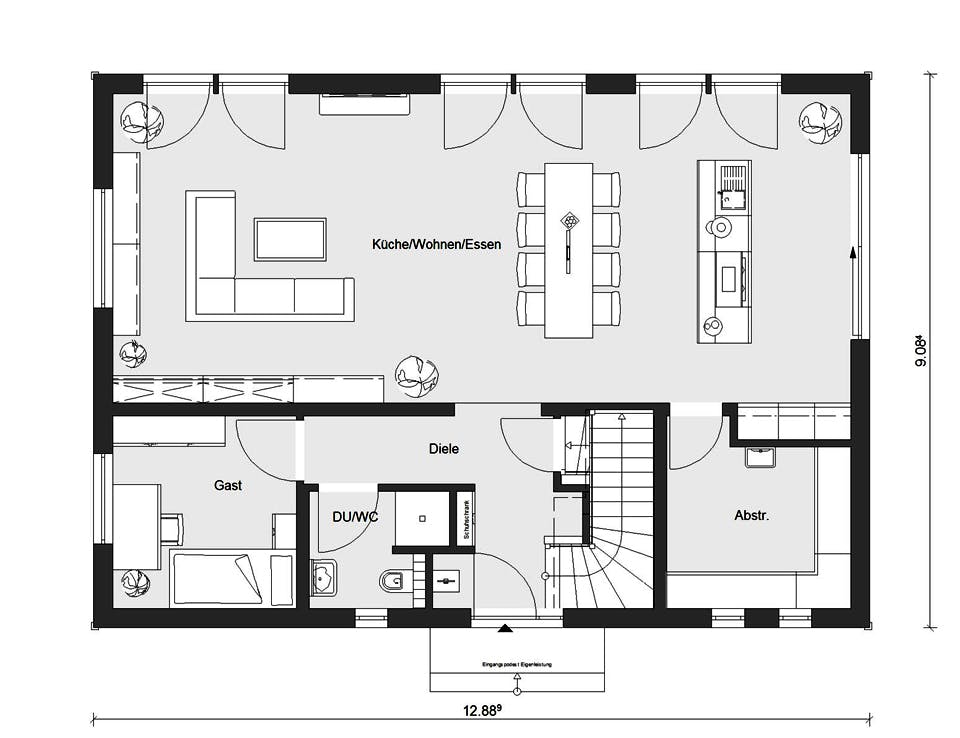Fertighaus E 20-196.2 - Energiesparhaus von SchwörerHaus Schlüsselfertig ab 558850€, Pultdachhaus Grundriss 1