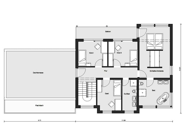 Fertighaus E 20-198.1 - Einfamilienhaus mit Z-Dach von SchwörerHaus - Österreich Schlüsselfertig ab 683980€, Grundriss 2