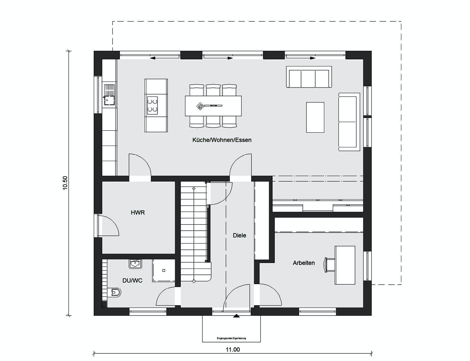 Fertighaus E 20-189.4 - Individuelle Stadtvilla nach eigenem Wunsch von SchwörerHaus Schlüsselfertig ab 535800€, Grundriss 1