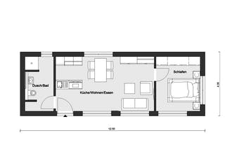 Fertighaus F 10-043.5 - FlyingSpace im Garten von SchwörerHaus Schlüsselfertig ab 179126€, Bungalow Grundriss 1