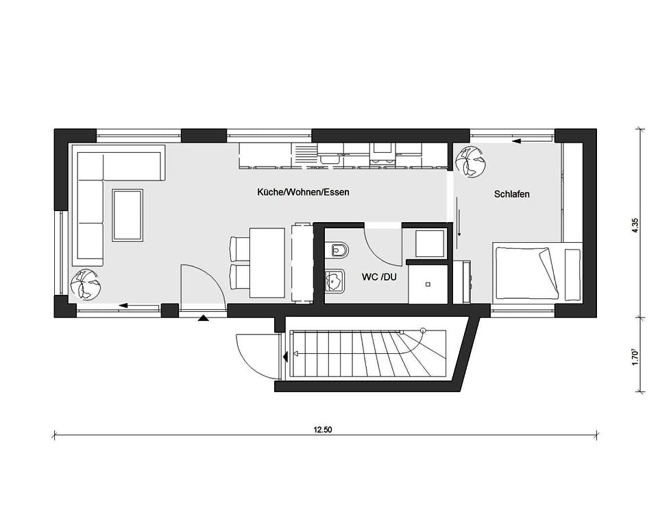 Fertighaus F 10-043.7 - FlyingSpaces Bungalow von SchwörerHaus - Österreich Schlüsselfertig ab 295350€, Bungalow Grundriss 1