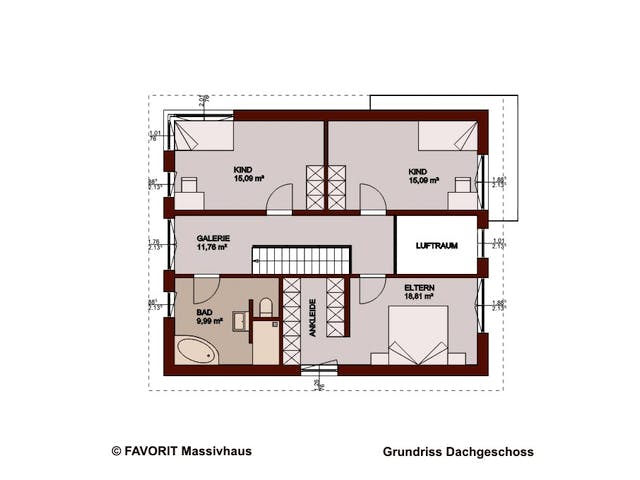 Massivhaus Select 157 edition von Favorit Massivhaus Schlüsselfertig ab 389630€, Satteldach-Klassiker Grundriss 2