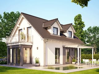 Fertighaus SOLUTION 124 V3 von Living Fertighaus Schlüsselfertig ab 340812€, Satteldach-Klassiker Außenansicht 1